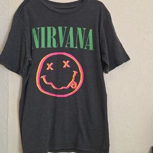 NIRVANA Charcoal Smiley Face Tee
